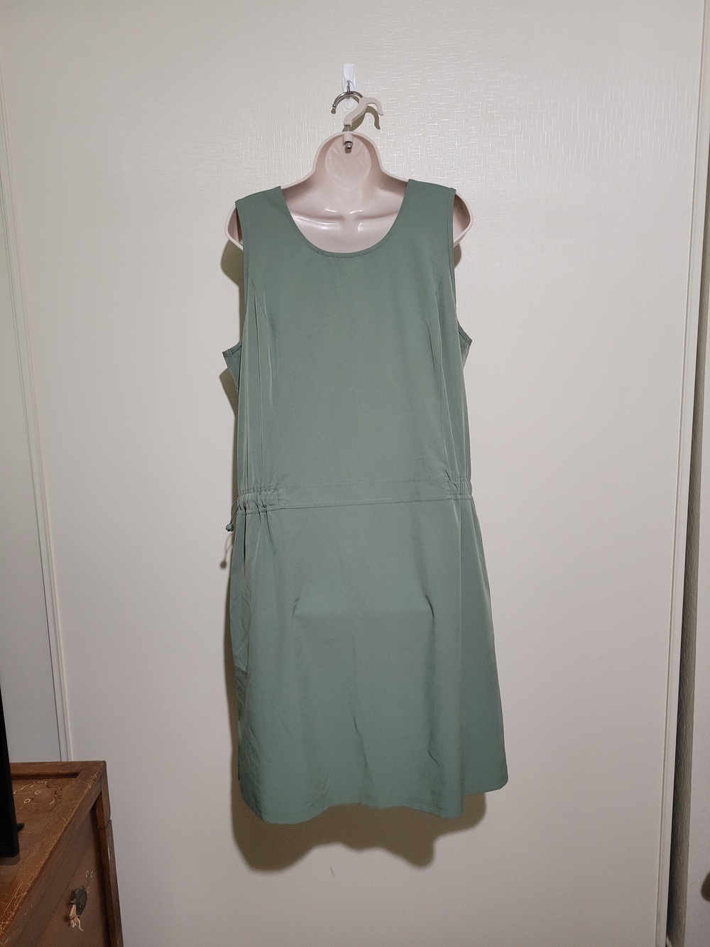 RBX Sage Green V-Neck Sleeveless Drawstring Waist Dress - Picture 2 of 3